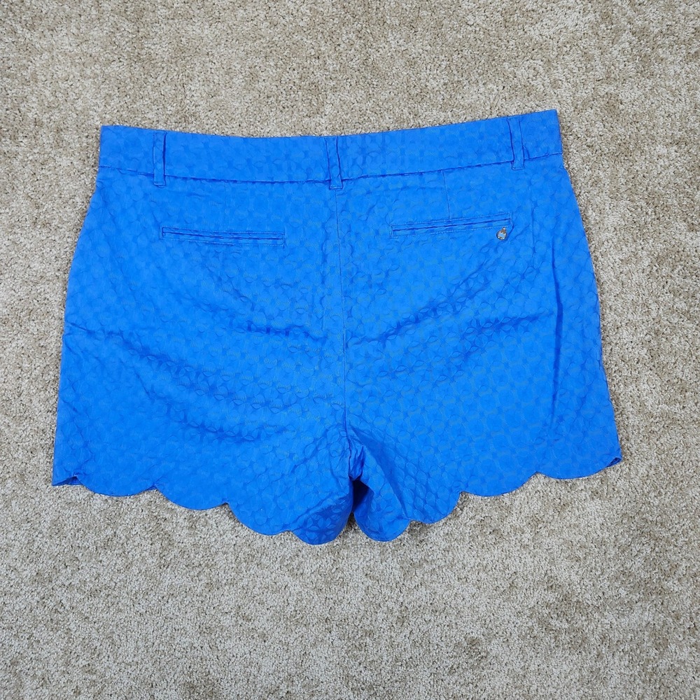 Crown & Ivy Shorts Shelby Scalloped Hem Blue Textured Jacquard Preppy‎ Size 16 - Picture 4 of 7